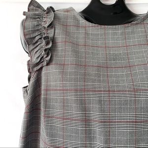 Worthington Black Striped Ruffles Sleeveless Top